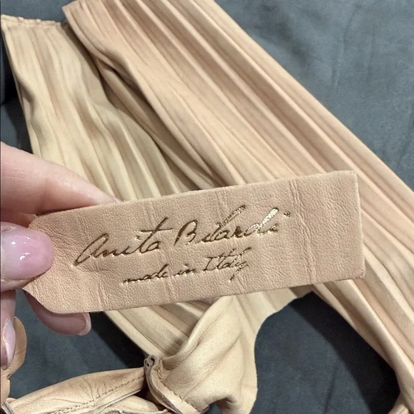 NWT Vintage Anthropologie Pleated Pink/Beige Leather Shoulder Bag - Picture 3 of 7